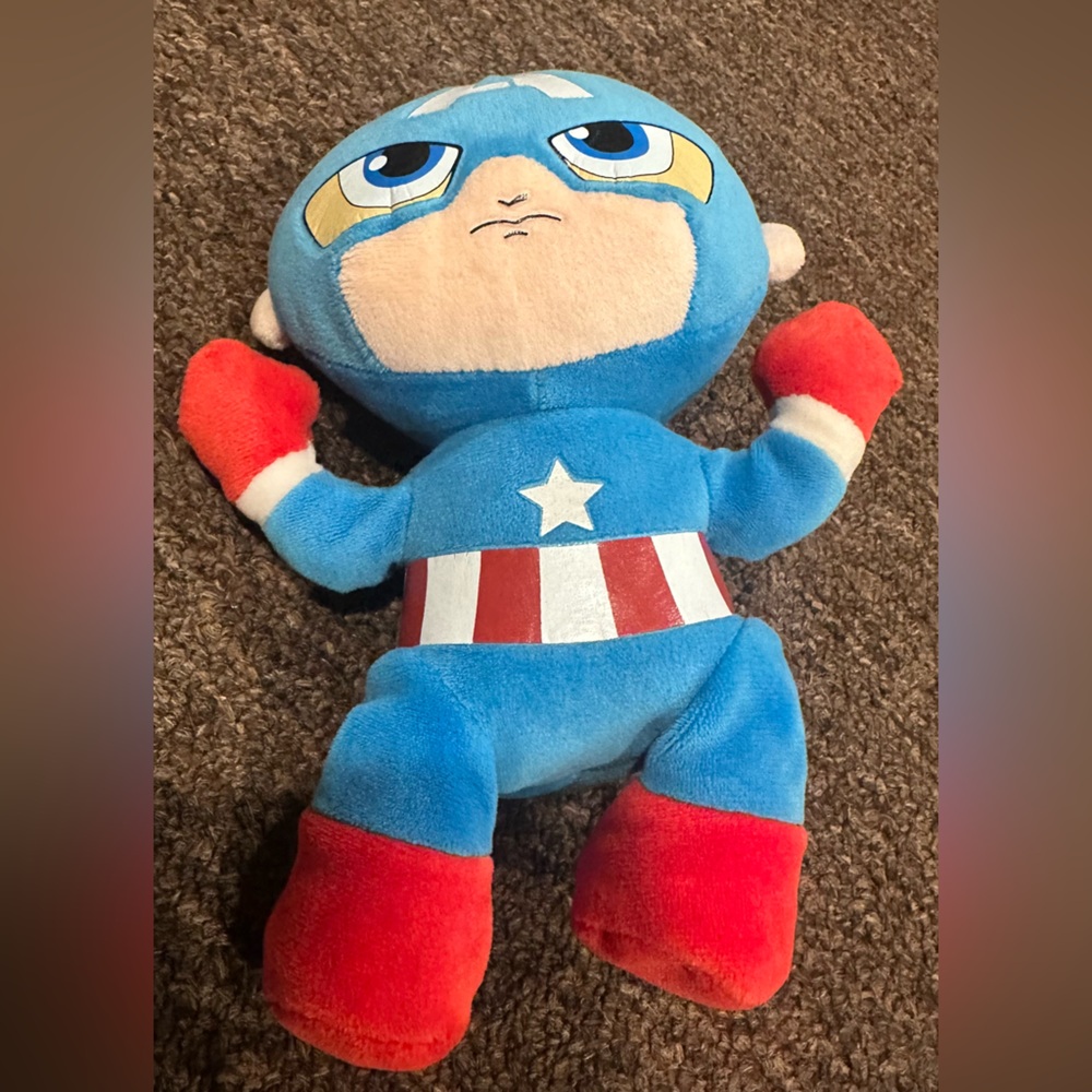 EUC! Captain America Avenger Superhero Plush Toy - Blue and Red